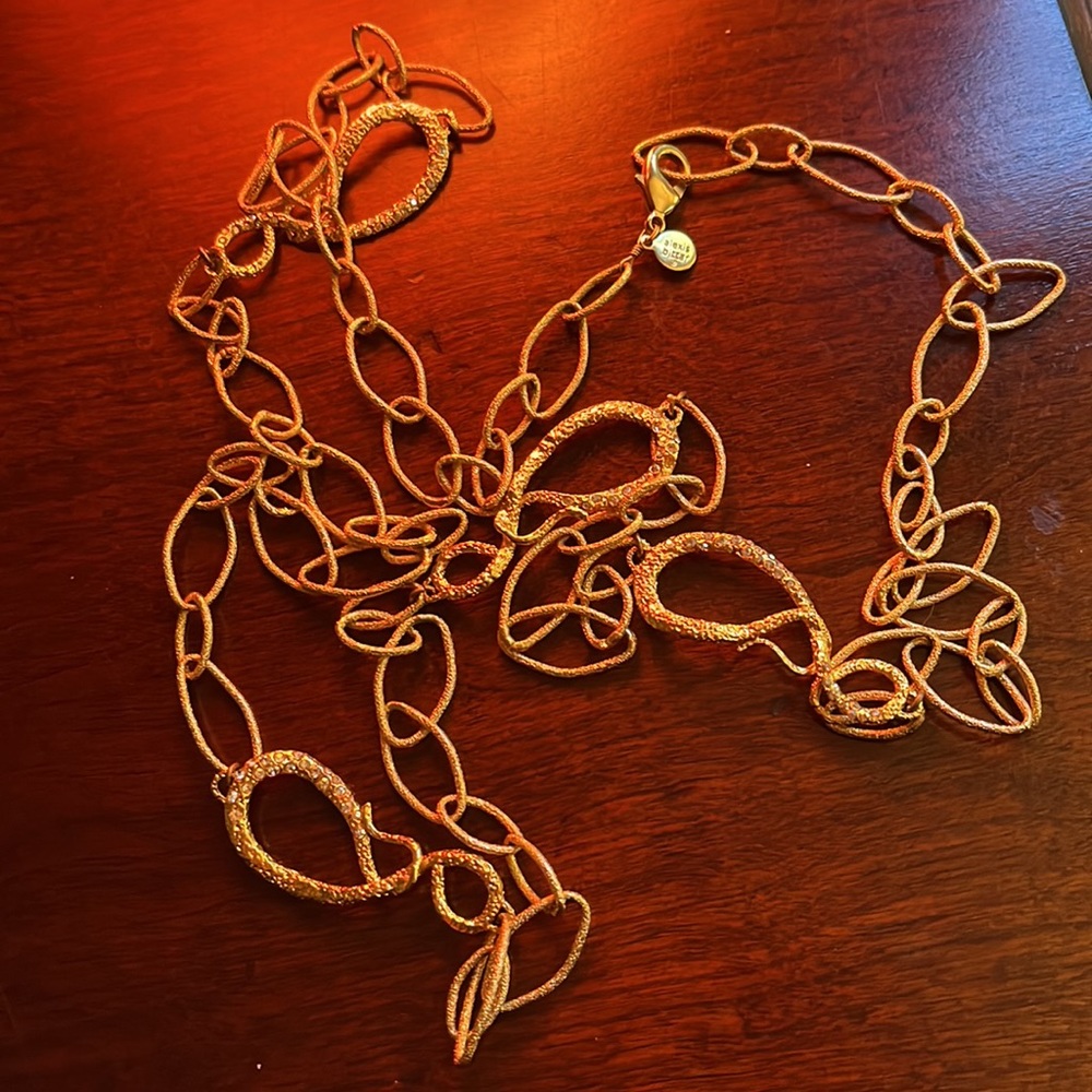 Alexsis Bittar Gold and Pave chain link necklace.